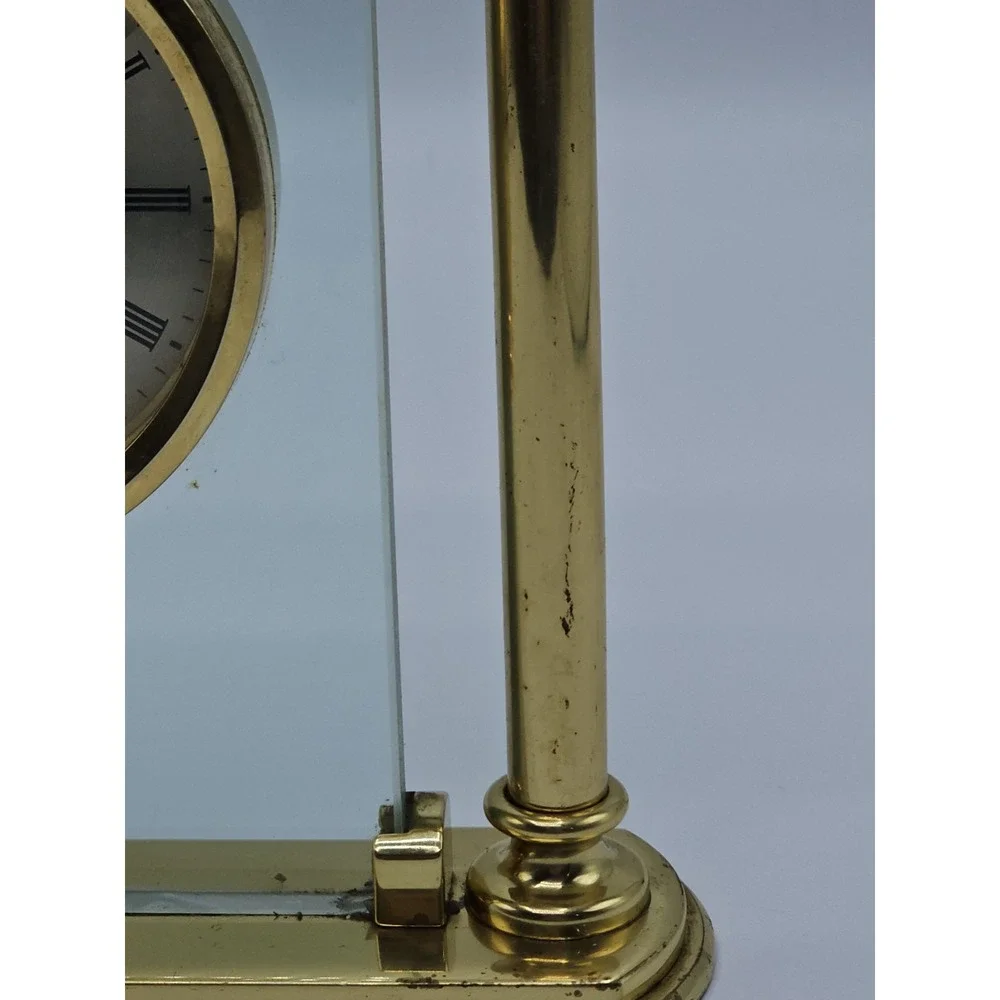 Seth Thomas Illusion Floating Roman Numerals Quartz Brass Desk Clock German Move